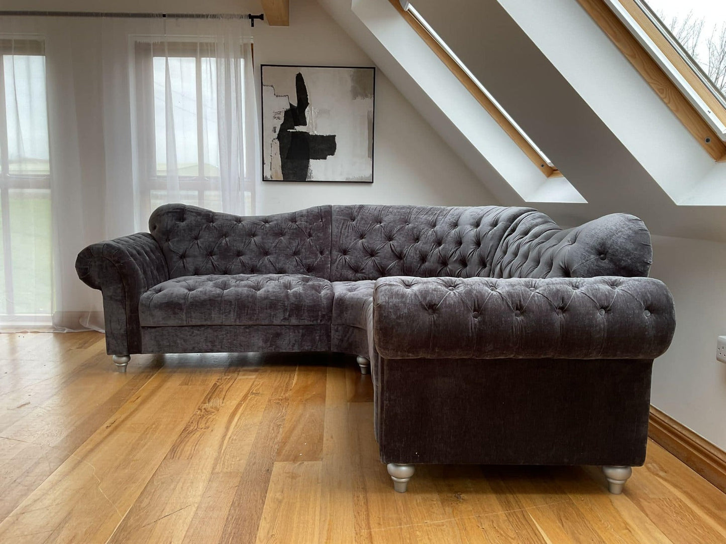 Elegance Fabric Corner Sofa Grey
