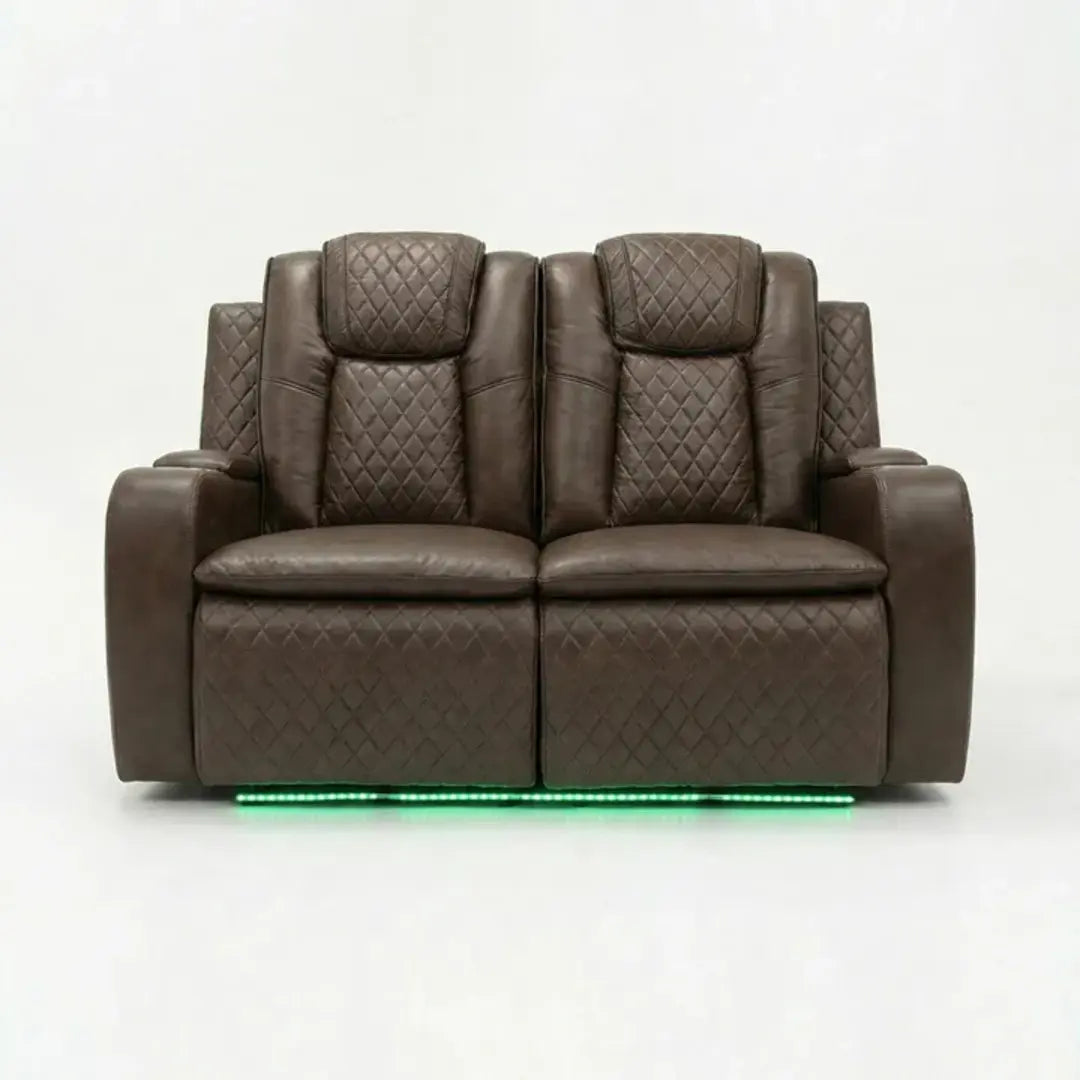 Colorado Leather Electric Recliner Sofa – Cup Holders, LED Lights, USB & Type-C Ports, Wireless Charging (Grey, Black, Brown)