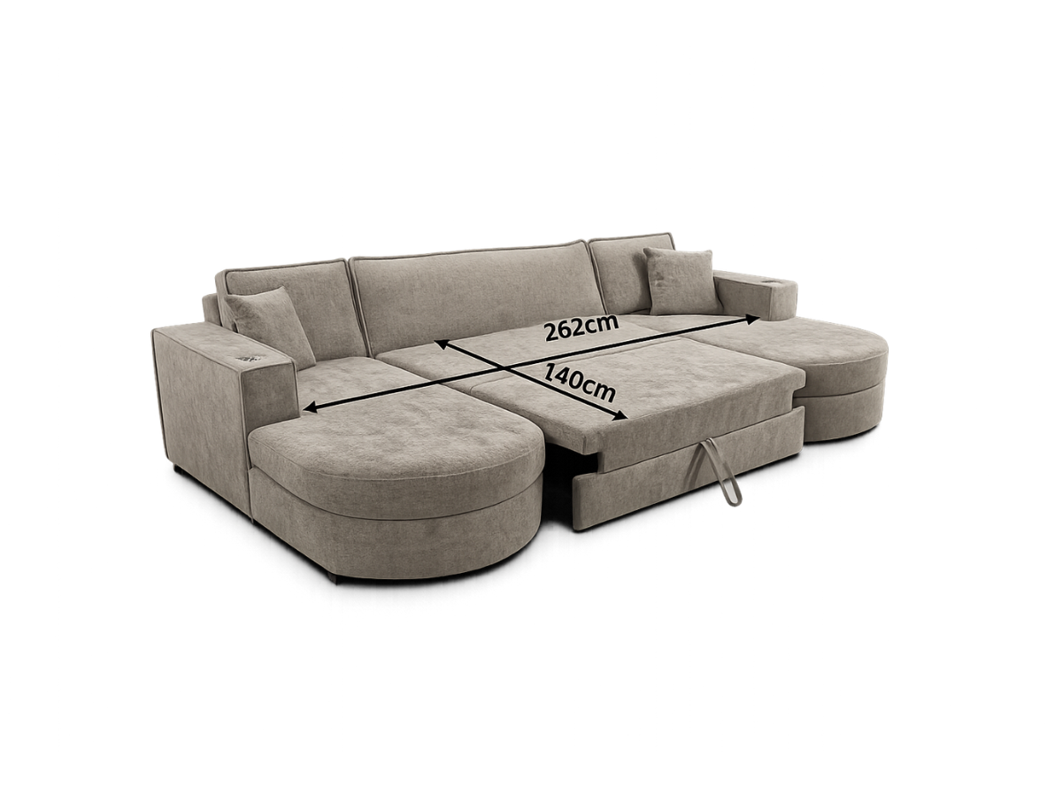 Belrosa Enzo U Shaped Sofa Bed with Storage