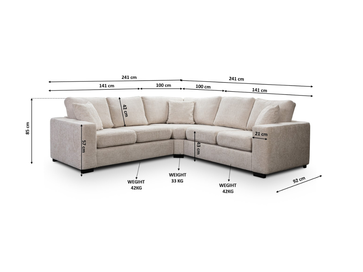 Chestnut Slate Corner Sofa Enzo Fabric