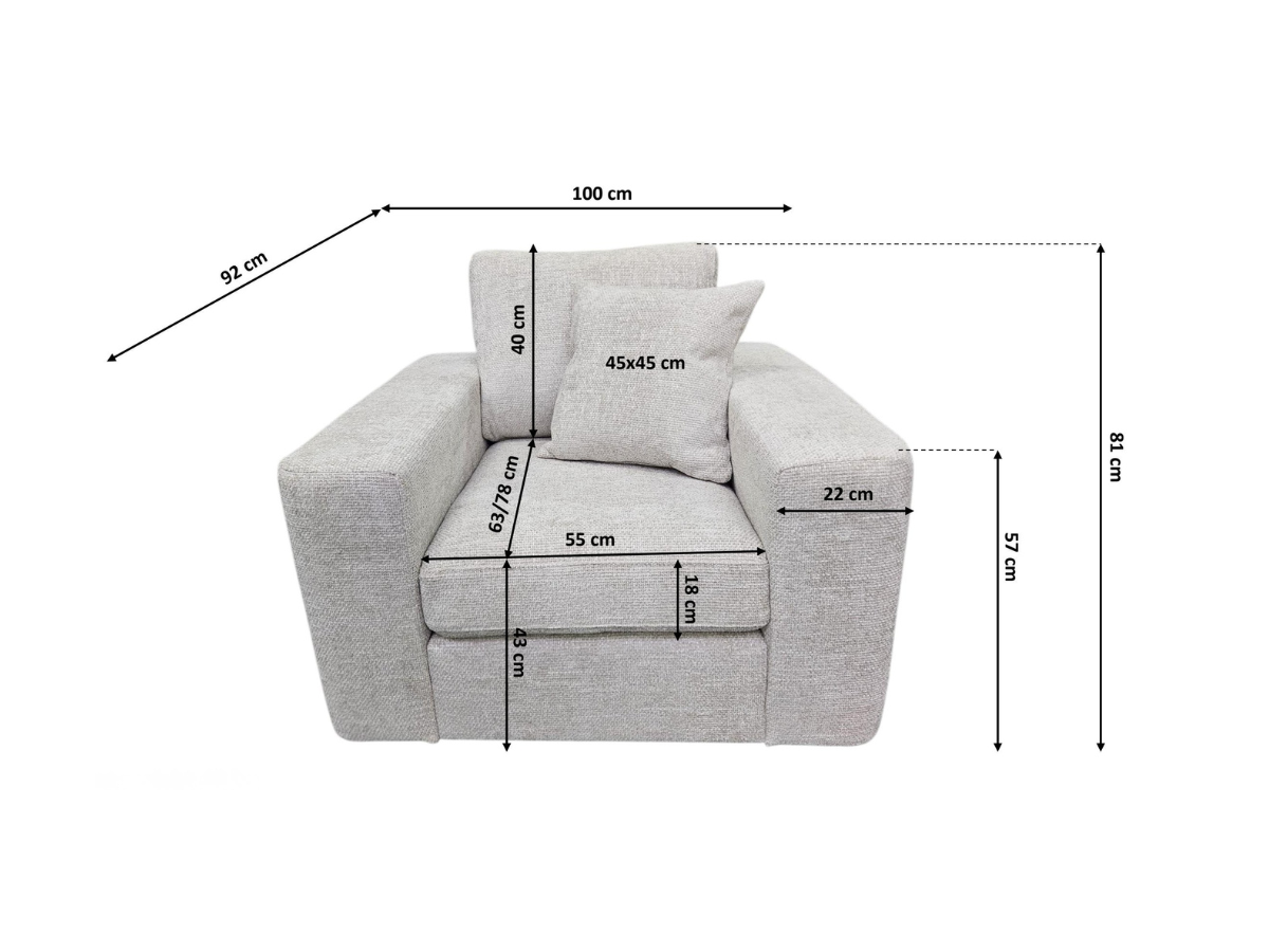 Chestnut Cream Armchair with Cushion Enzo Fabric