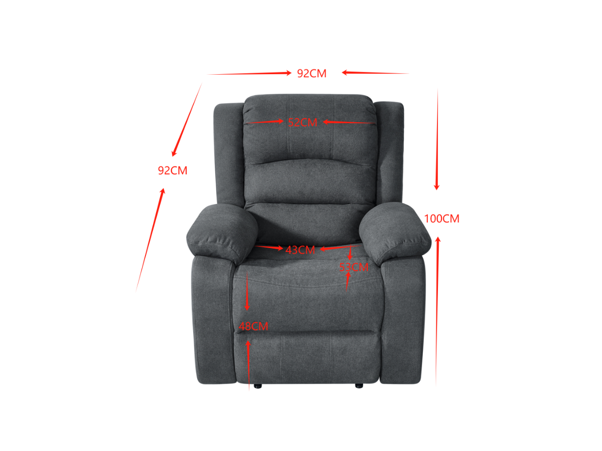 Florence Electric Recliner Chair Grey Fabric