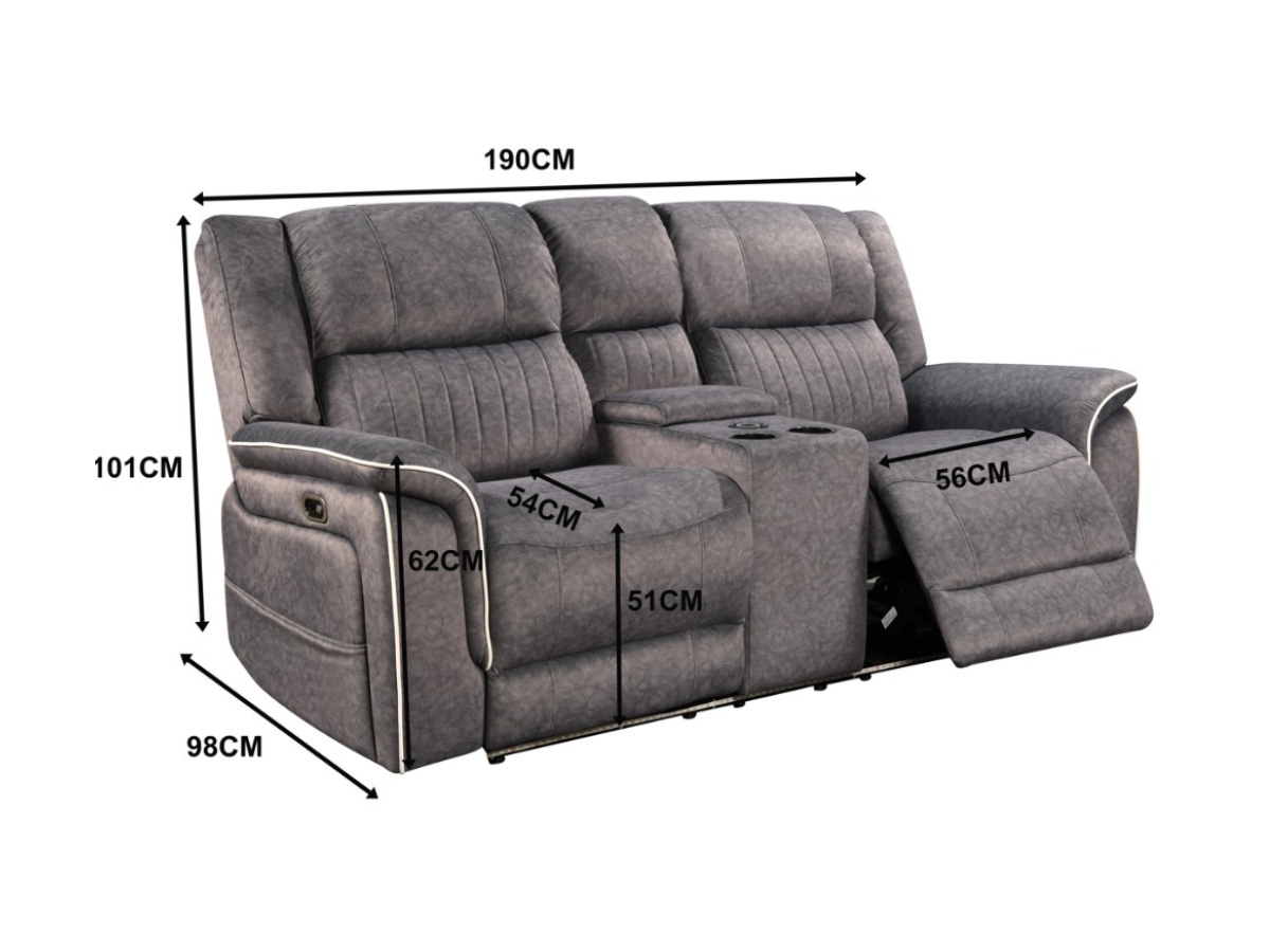 Hannan Fabric 3+2 Electric Recliner Sofa Set Grey