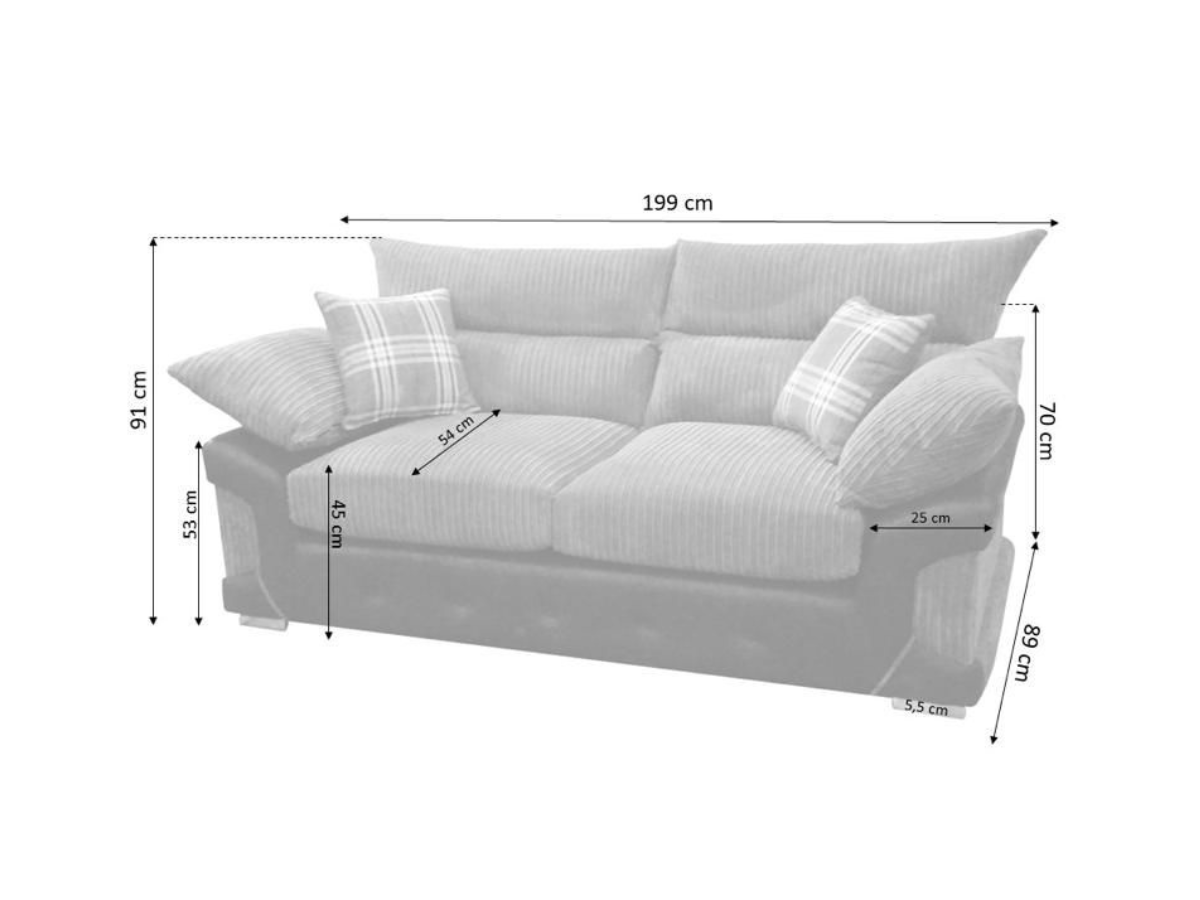 Logan 3+2 Sofa Set Black Grey