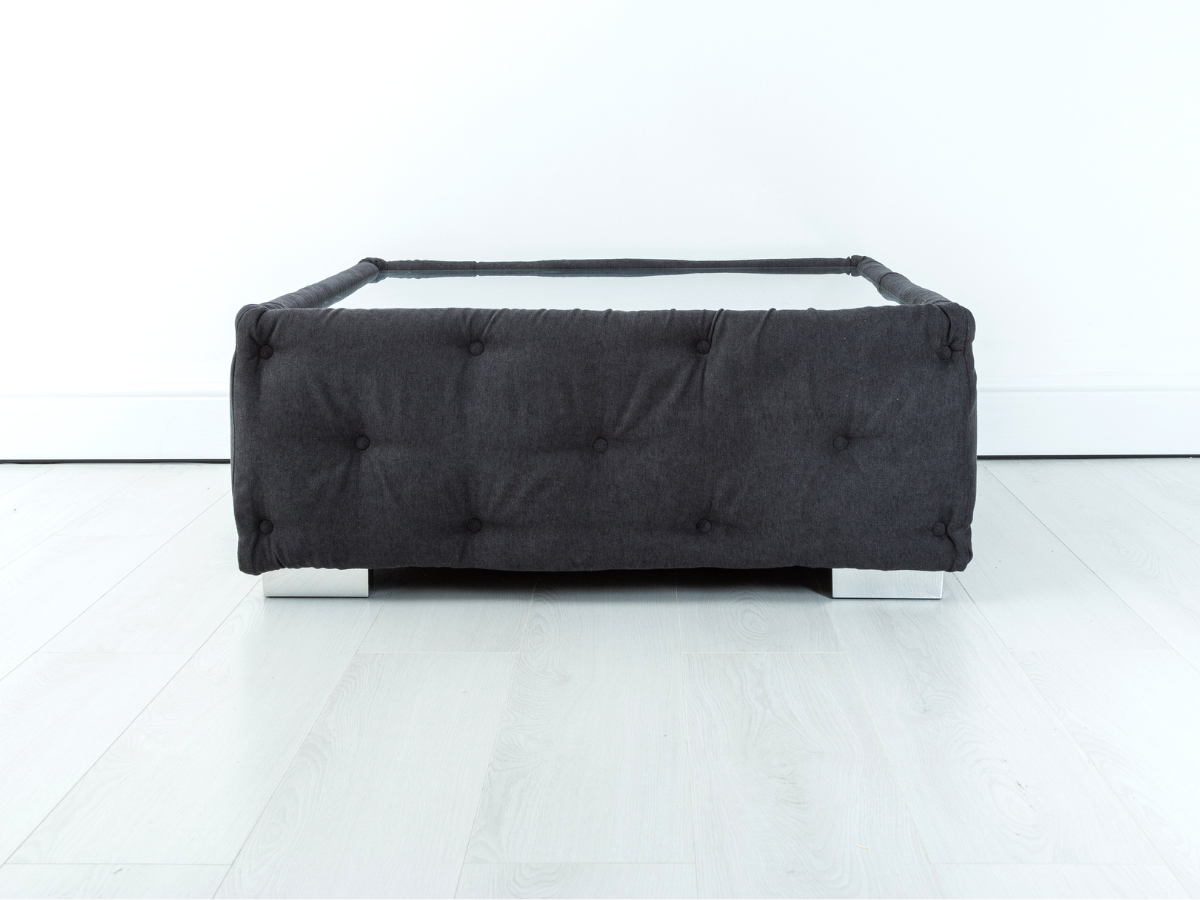 Carnaby Black Footstool with Glass Top