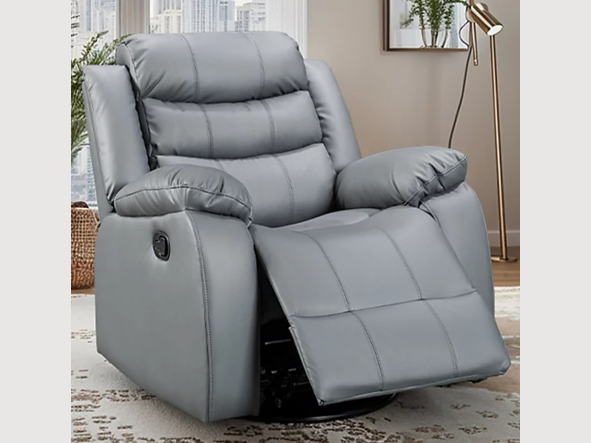 Roma Armchair Recliner Grey Faux Leather