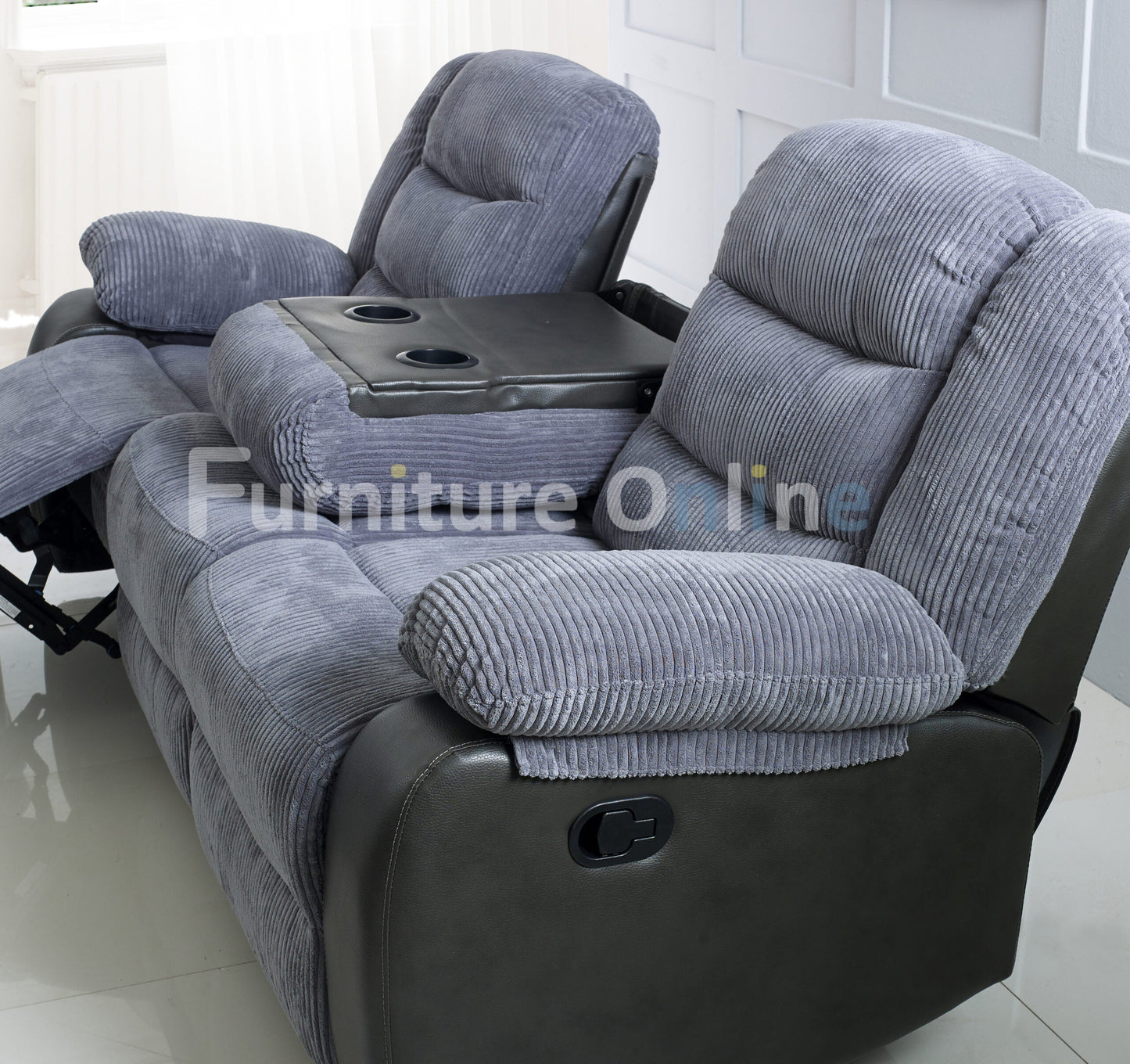 Rio Recliner 3+2 Sofa Set Grey Cord