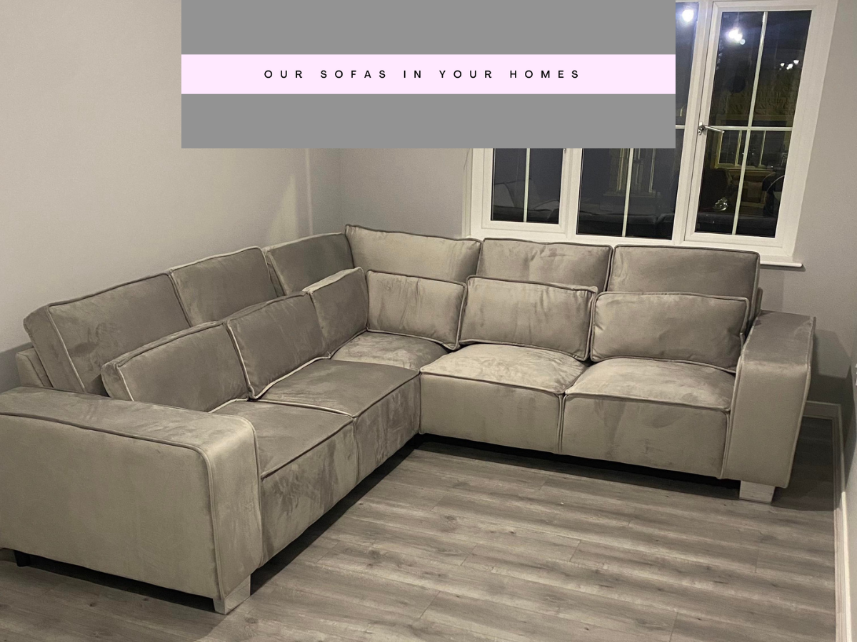 Sloane Luxury Large Double Corner Sofa Plush Velvet Silver