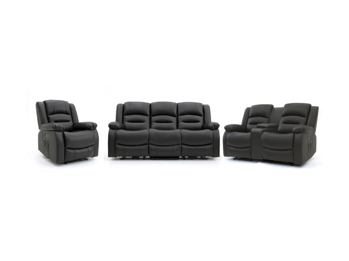 Vinson Electric Recliner Armchair Black Aire Leather