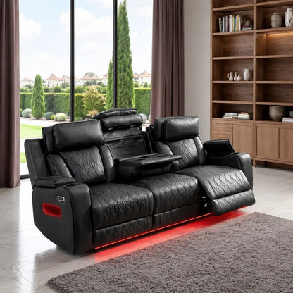 Osman Smart Leather 3+2 Seater Sofa with Built-in Speakers, Wireless Charging, USB-C, RGB LED & Electric Headrests