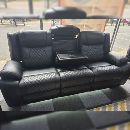 Lisbon Leather Electric Recliner Sofa 3+2 Seater – USB Ports, C-Type Port, LED Lights, Wireless Charging & Cup Holders