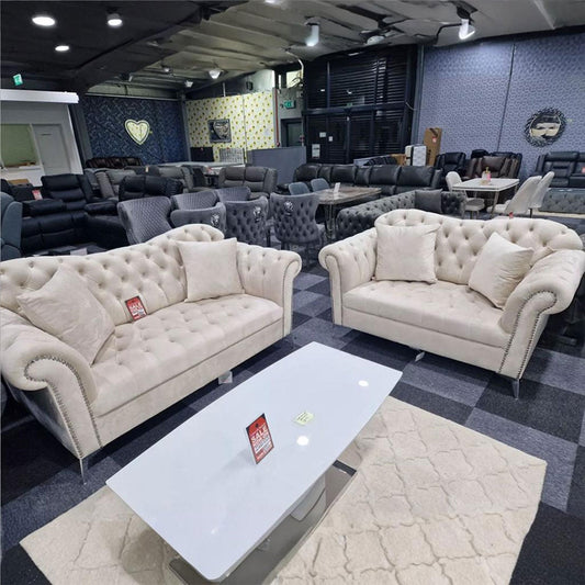 Elegance Chesterfield Sofa 3+2 Cream