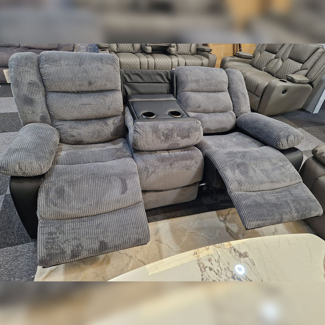 Rio Jumbo cord 3+2 recliner in black and grey