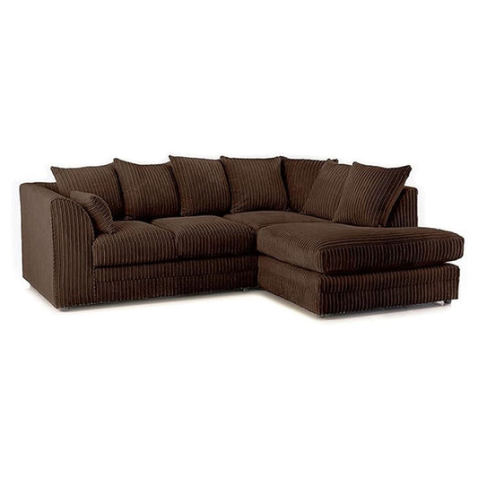 MNS Luxor Fabric Corner Sofa Chocolate | Soft Jumbo Cord 3-4 Seater Corner Sofa