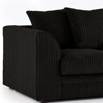 MNS Luxor Fabric Corner Sofa Black | Soft Jumbo Cord 3-4 Seater Corner Sofa
