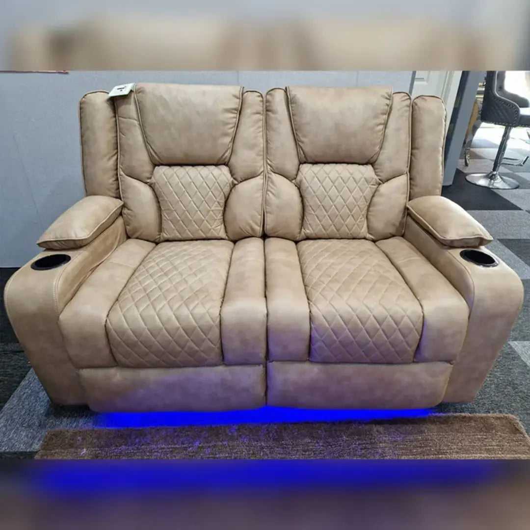 MNS Orlando Electric Recliners 3+2 Seater Leather Sofa (Black, Grey) /LED LIGHTS/WIRELESS CHARGER