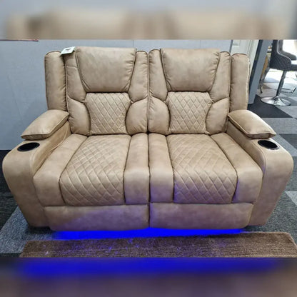 MNS Orlando Electric Recliners 3+2 Seater Leather Sofa (Black, Grey) /LED LIGHTS/WIRELESS CHARGER