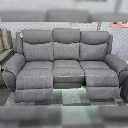 Prada Music Electric Recliner 3+2 Fabric Sofa Set – Grey | Bluetooth Speakers, USB Ports, LED Lighting & Cooling Cupholders