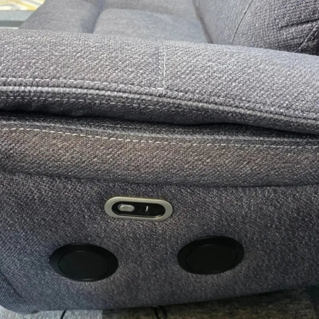 Prada Music Electric Recliner 3+2 Fabric Sofa Set – Grey | Bluetooth Speakers, USB Ports, LED Lighting & Cooling Cupholders