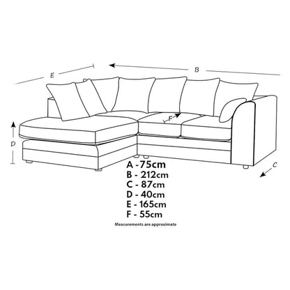MNS Luxor Fabric Corner Sofa Grey | Soft Jumbo Cord 3-4 Seater Corner Sofa