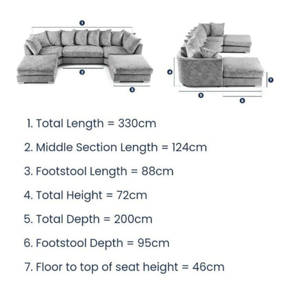 Bishop U Shape Corner Sofa Scatter Back