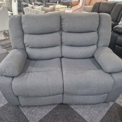 MNS Roma Fabric Reclining Sofa, Grey Fabric, 3+2 Seater with Cup Holders