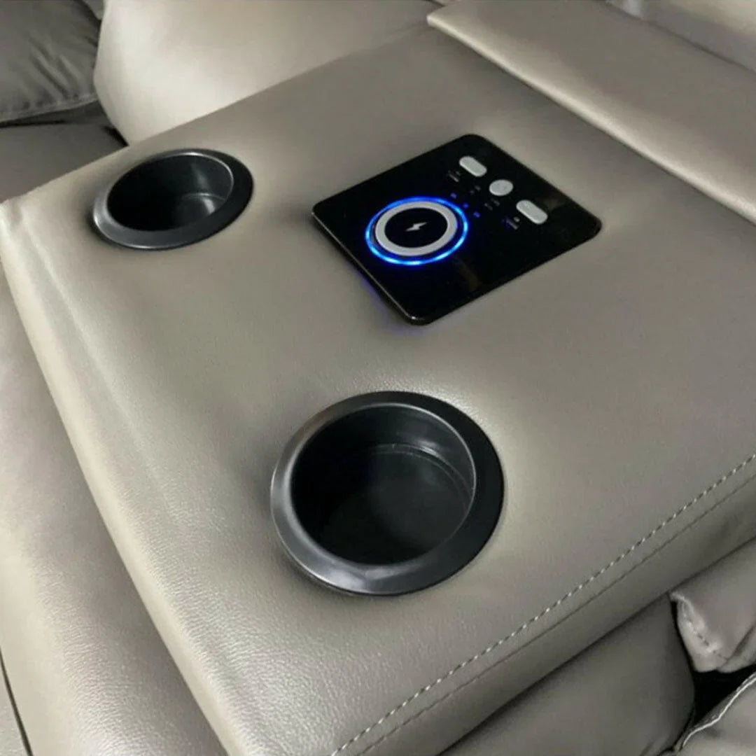 Valencia Leather 3+2 Recliner with cupholders and bluetooth speaker system