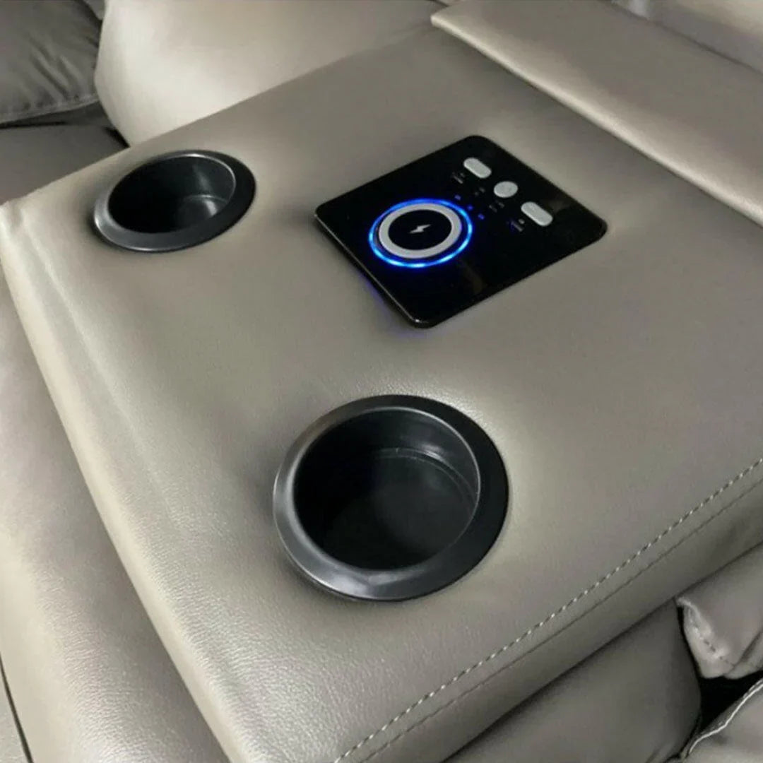 Valencia Leather 3+2 Recliner with cupholders and bluetooth speaker system