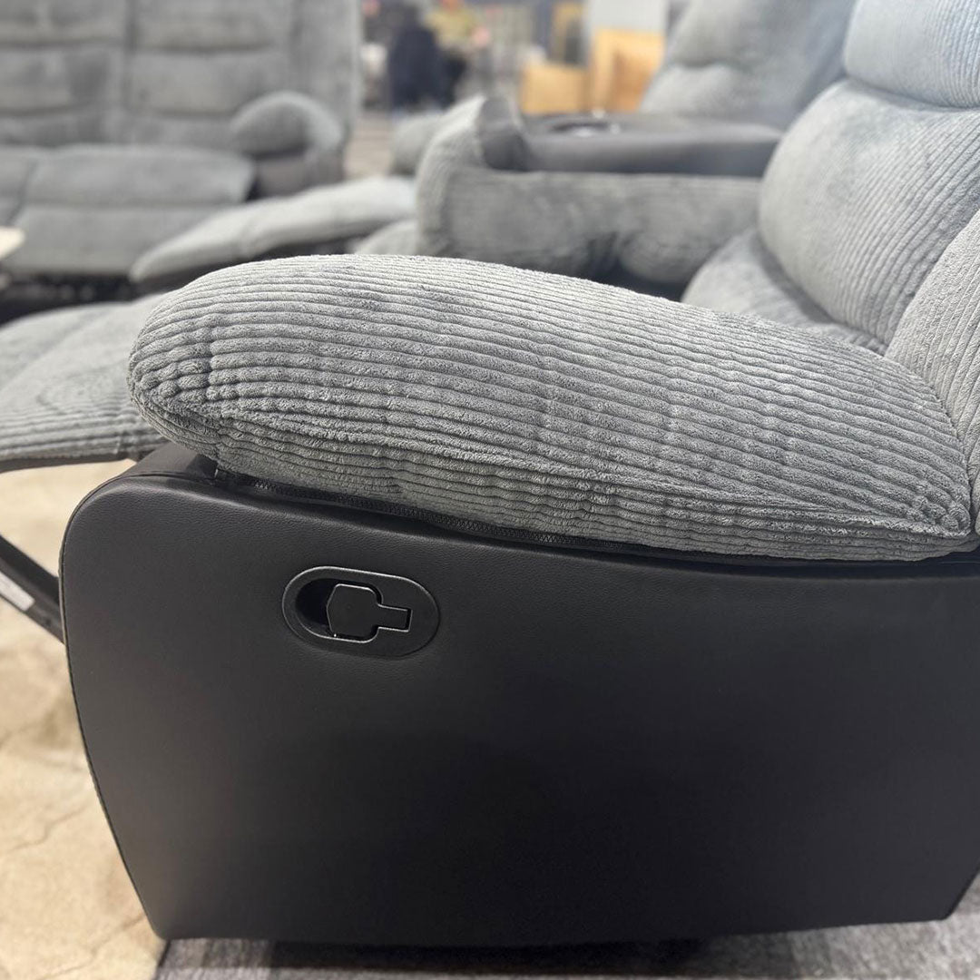 Rio Jumbo cord 3+2 recliner in black and grey