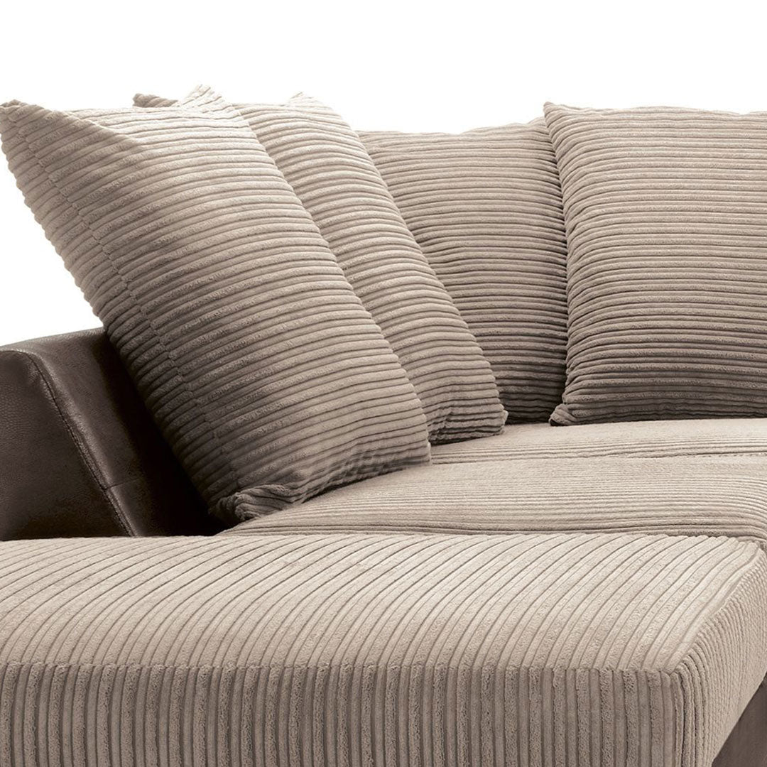 Amazing Sofas NEW LARGE DINO CORNER SOFA JUMBO CORD BEIGE BROWN  LEFT OR RIGHT