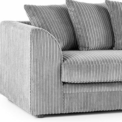 MNS Luxor Fabric Corner Sofa Silver | Soft Jumbo Cord 3-4 Seater Corner Sofa