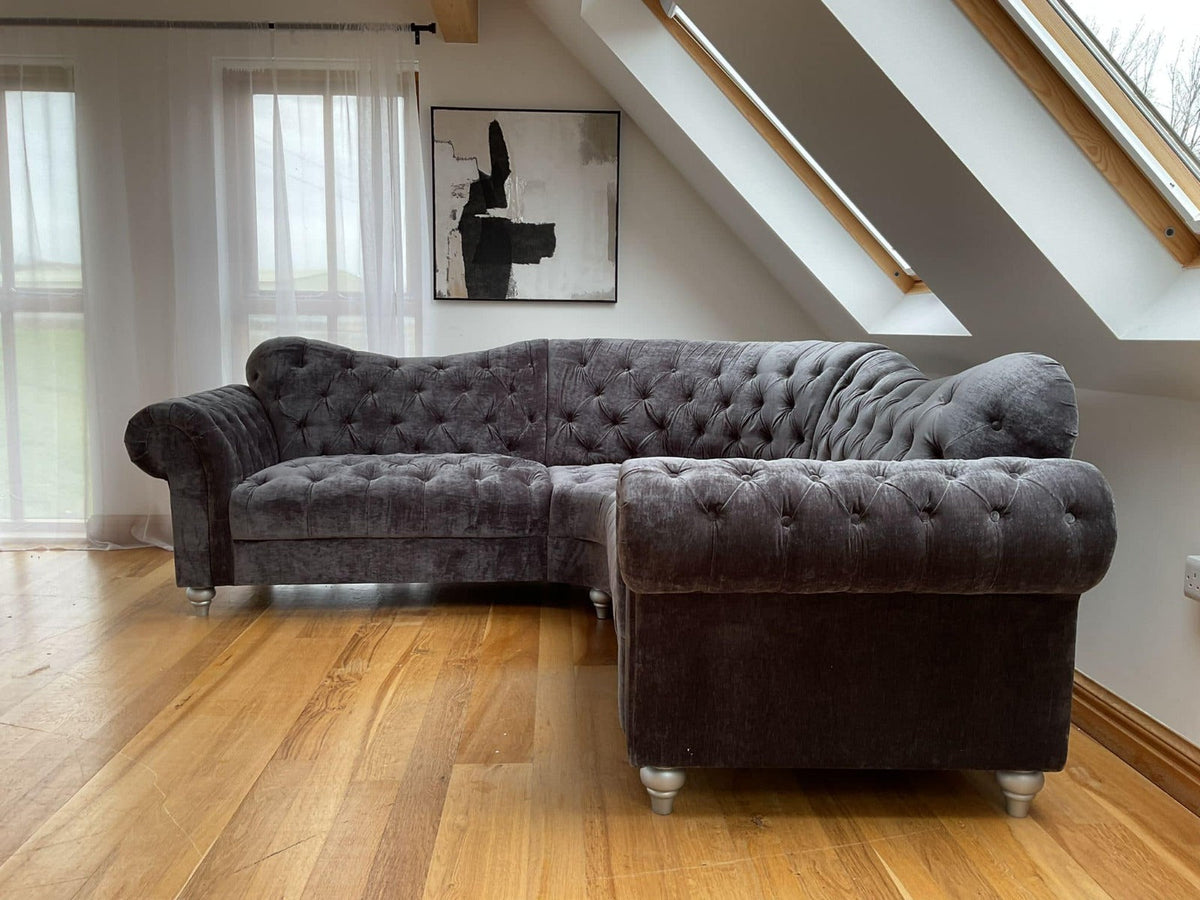 Elegance Fabric Corner Sofa Grey