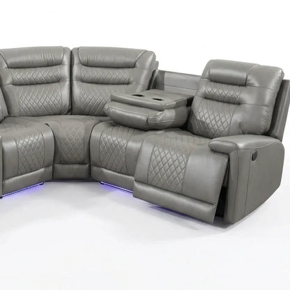 MNS Halifax Music Leather Electric Recliner Corner Sofa - Black, Grey or Brown