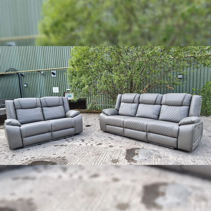 Lisbon Leather Electric Recliner Sofa 3+2 Seater – USB Ports, C-Type Port, LED Lights, Wireless Charging & Cup Holders
