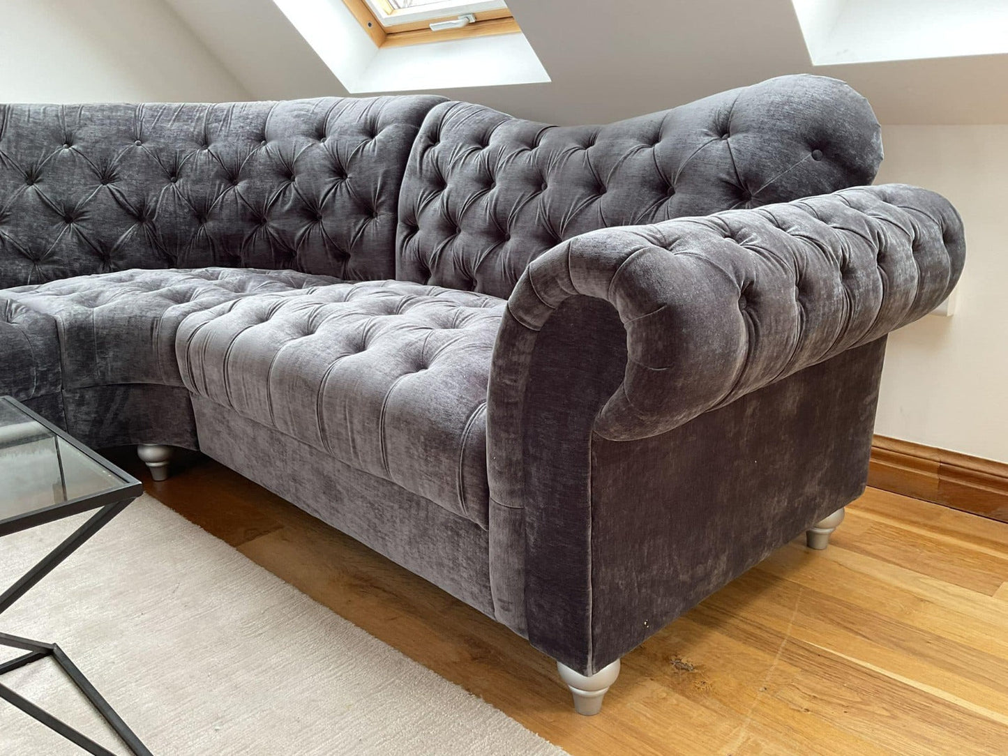 Elegance Fabric Corner Sofa Grey