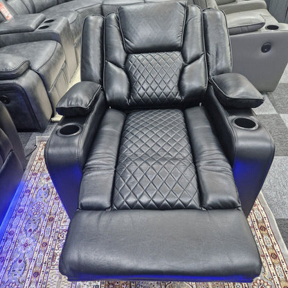 MNS Orlando Electric Recliners 3+2 Seater Leather Sofa (Black, Grey) /LED LIGHTS/WIRELESS CHARGER