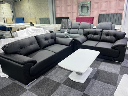 Dover Leather Sofa Black 3+2 Seater