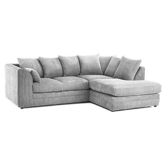 MNS Luxor Fabric Corner Sofa Silver | Soft Jumbo Cord 3-4 Seater Corner Sofa