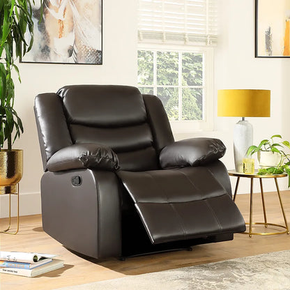 MNS Roma  Leather Recliner Sofa Arm Chair (Black/Grey/Brown)