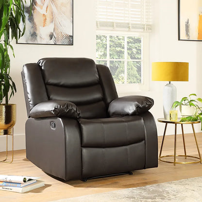 MNS Roma  Leather Recliner Sofa Arm Chair (Black/Grey/Brown)