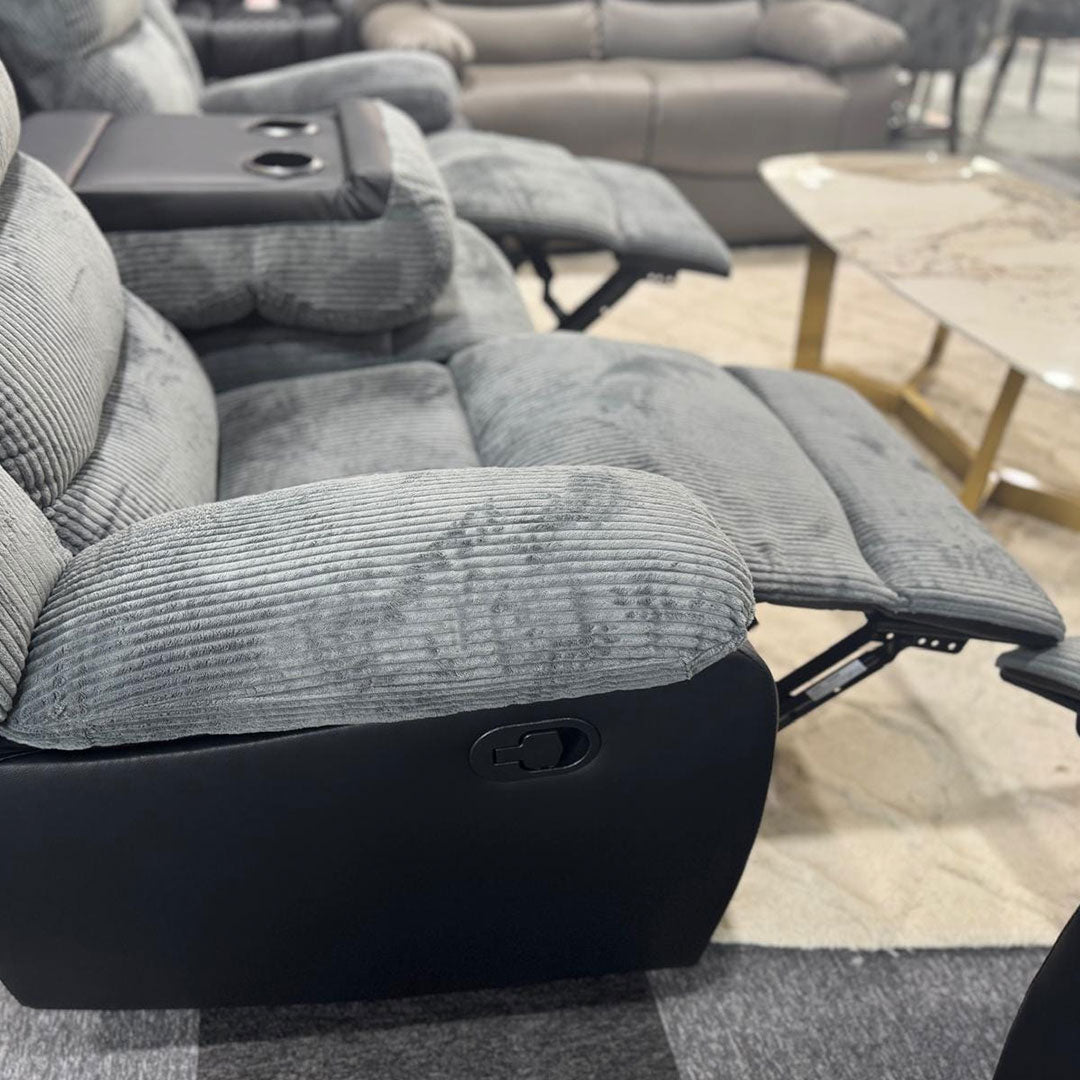 Rio Jumbo cord 3+2 recliner in black and grey