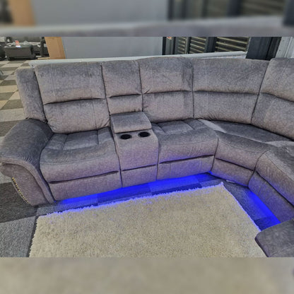 MNS Berlin Electric Recliner Corner Sofa Micro Fibre Fabric