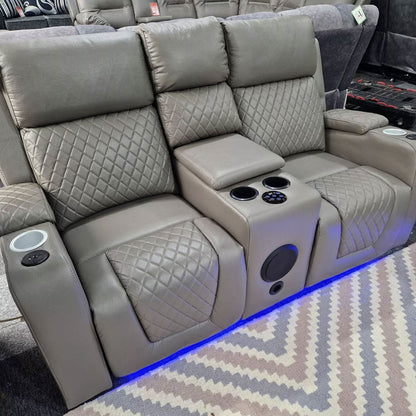 MNS Florida Music Electric Recliners 3+2 Seater Leather Sofa Bluetooth Speakers, LED LIGHTS, USB CHARGER
