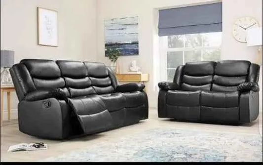 Milano 3+2 Leather Recliners with cinema style cupholders (BLACK) (BS101)