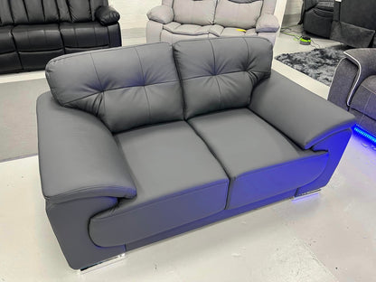 Dover Leather Sofa Grey 3+2 Seater