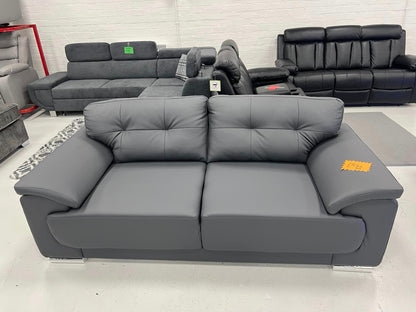 Dover Leather Sofa Grey 3+2 Seater