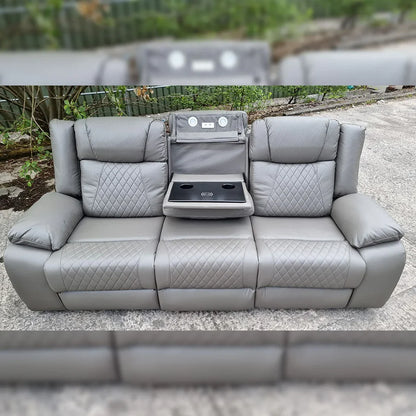 Lisbon Leather Electric Recliner Sofa 3+2 Seater – USB Ports, C-Type Port, LED Lights, Wireless Charging & Cup Holders
