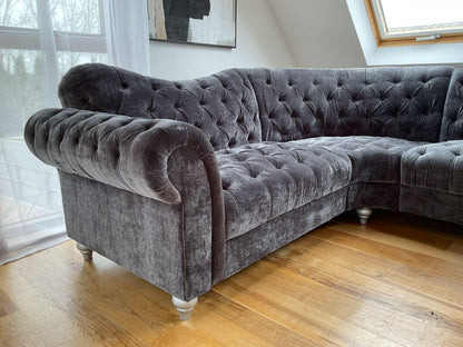 Elegance Fabric Corner Sofa Grey