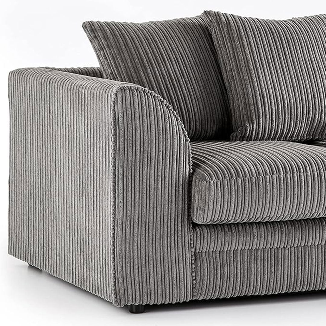 MNS Luxor Fabric Corner Sofa Grey | Soft Jumbo Cord 3-4 Seater Corner Sofa