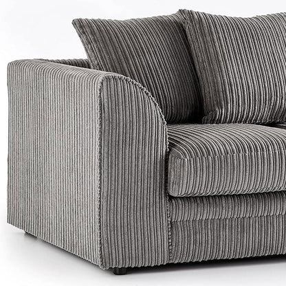 MNS Luxor Fabric Corner Sofa Grey | Soft Jumbo Cord 3-4 Seater Corner Sofa